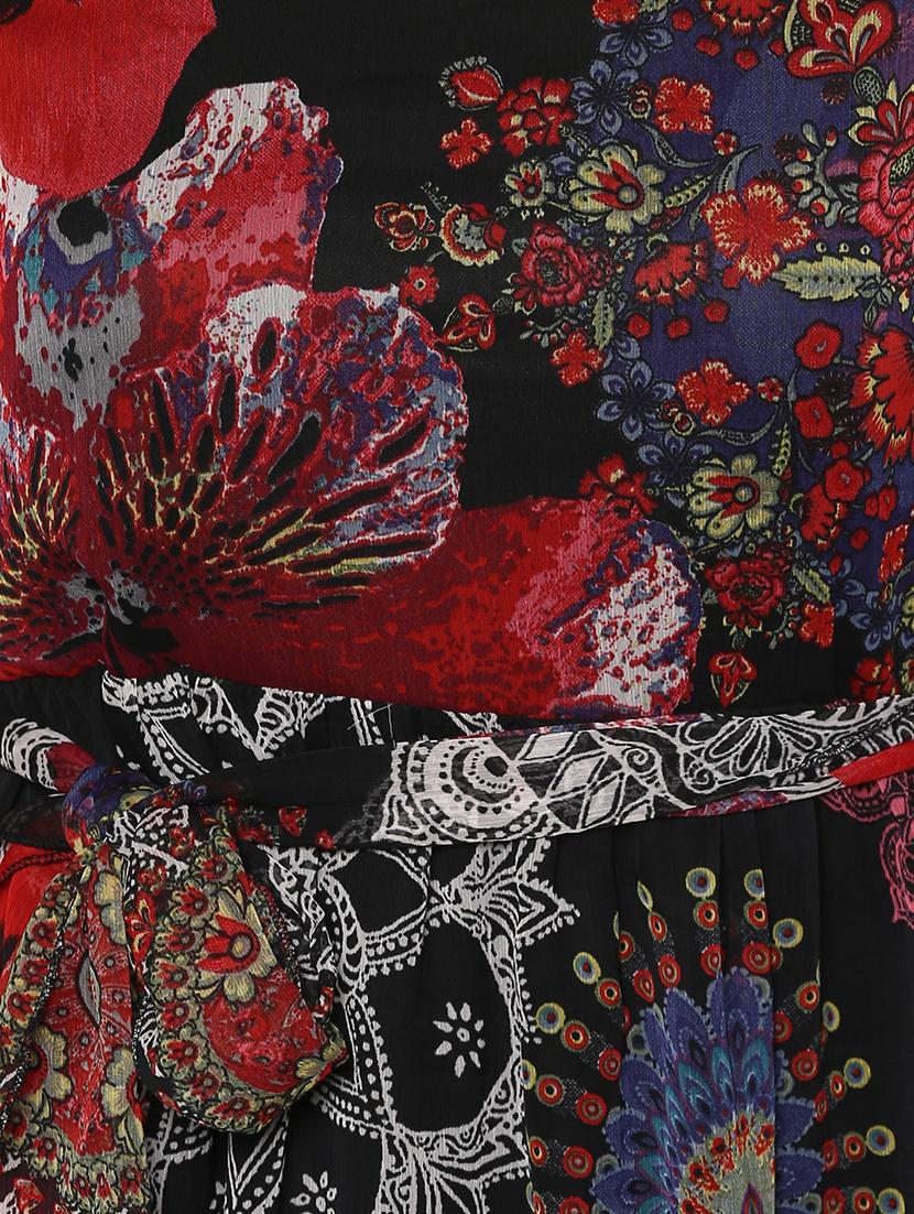 tie front floral a-line dress - 16558122 - Standard Image - 4