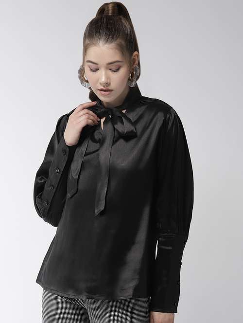tie up neck long sleeved top  - 16558145 -  Standard Image - 0