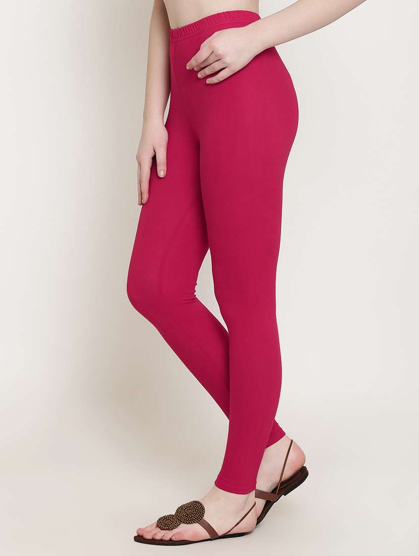 pink solid full length leggings - 16561544 -  Standard Image - 1