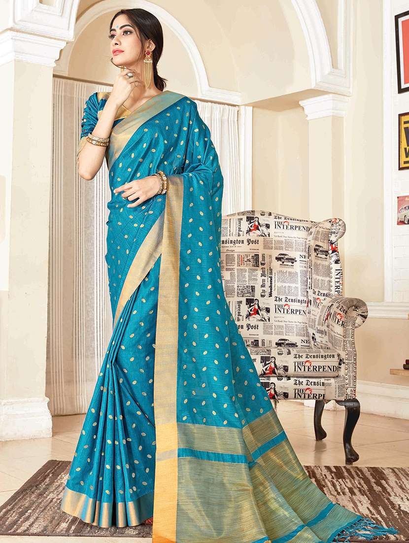 sky blue silk handloom saree with blouse