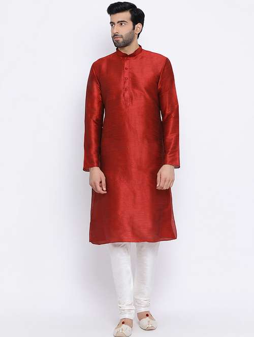 men solid kurta churidar ethnic wear set - 16562130 - Standard Image - 0