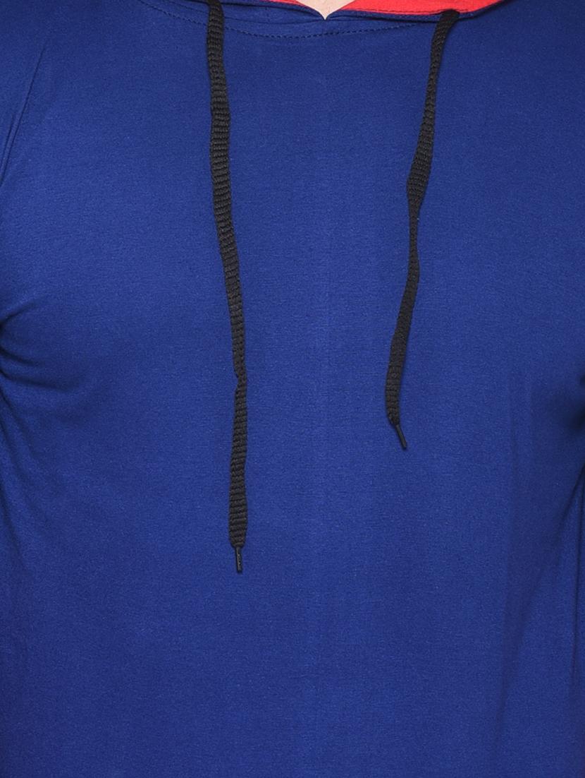 blue color block hooded t-shirt - 16562363 - Standard Image - 4