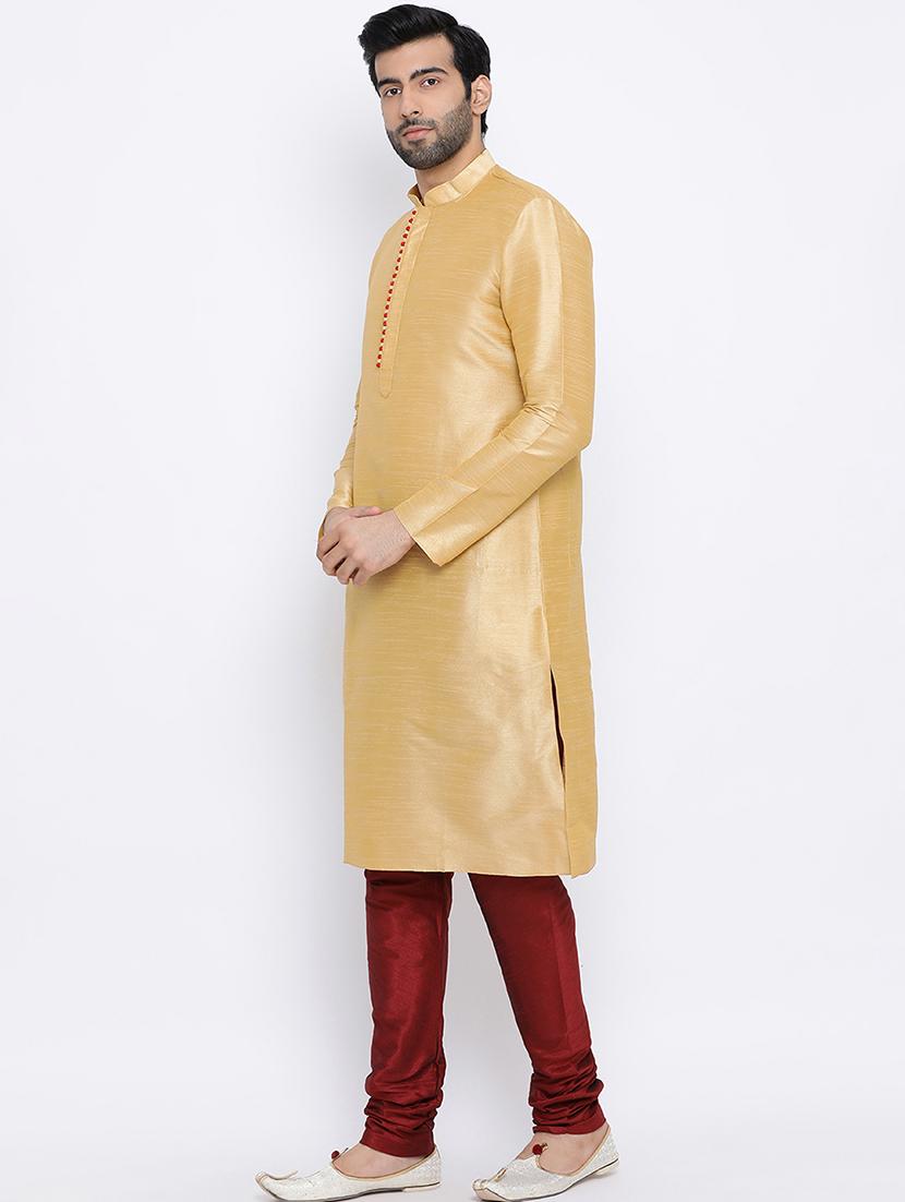 gold dupion long kurta - 16562499 -  Standard Image - 1