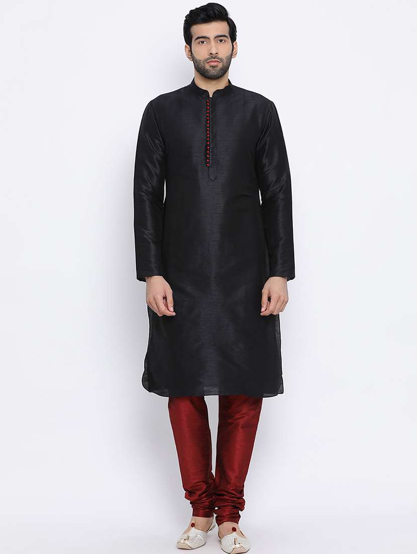 black plain long kurta