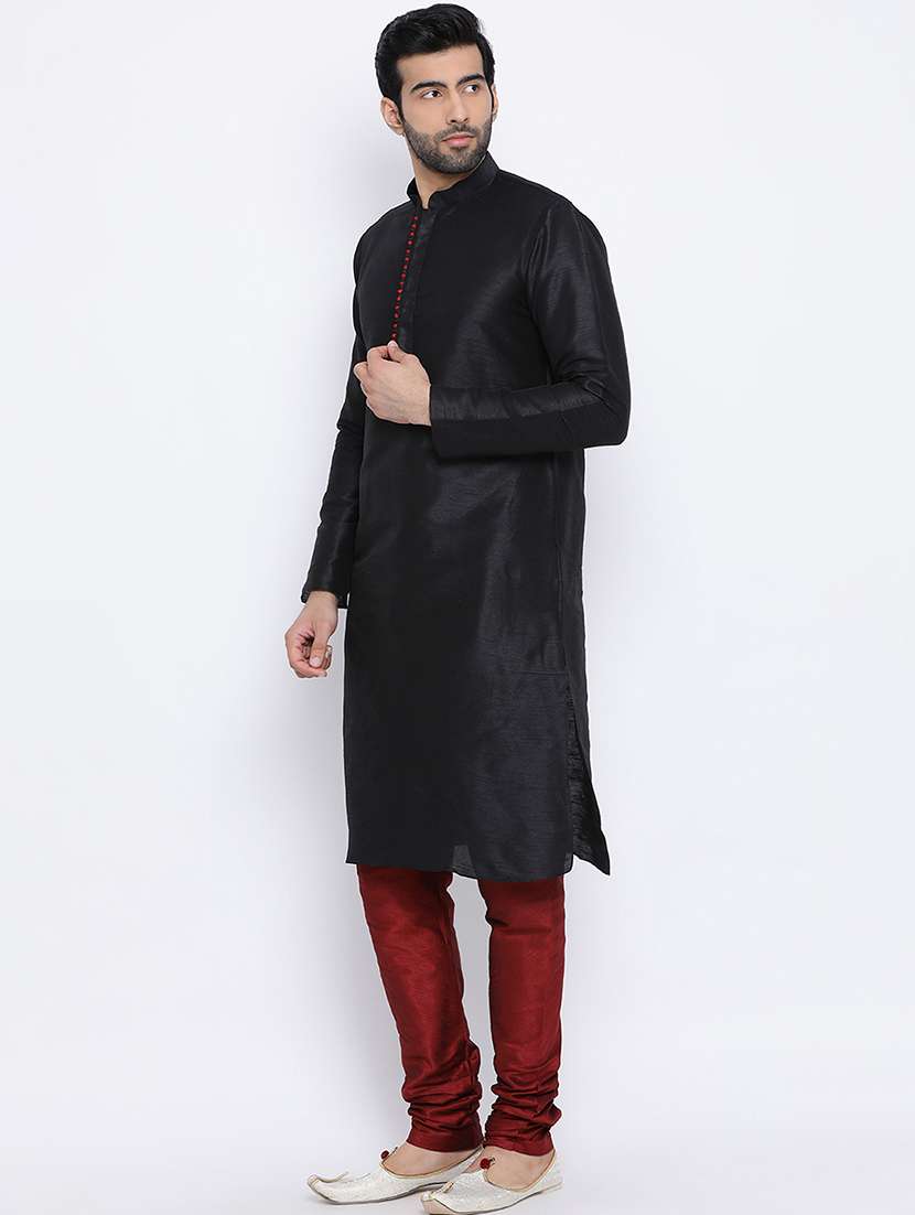 black plain long kurta - 16562504 -  Standard Image - 1