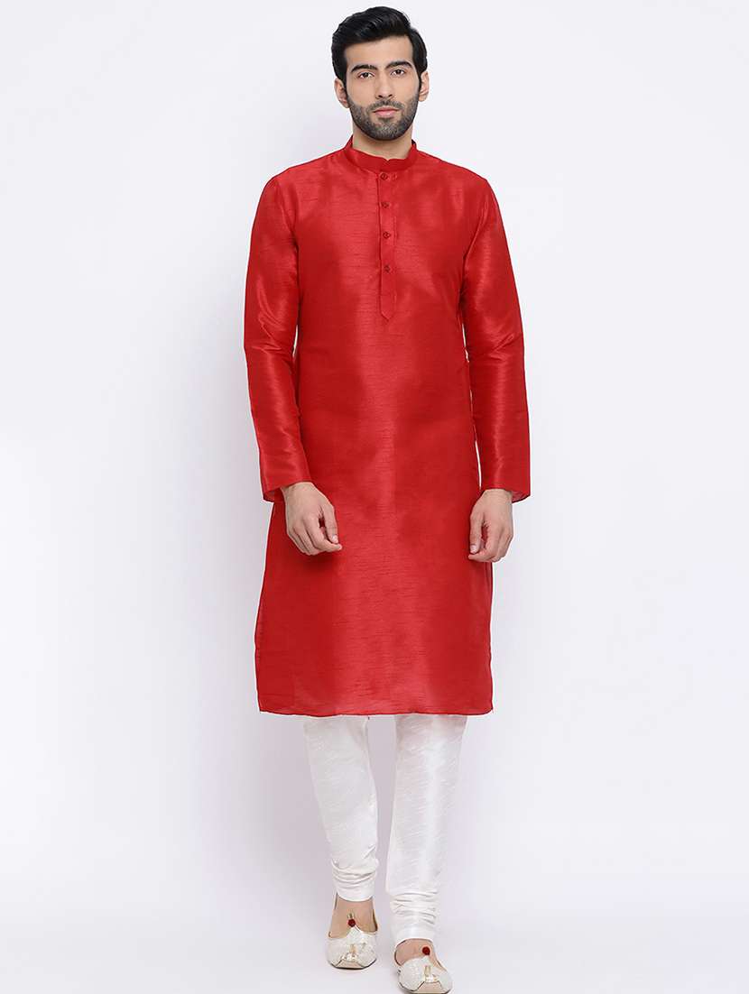 red dupion long kurta