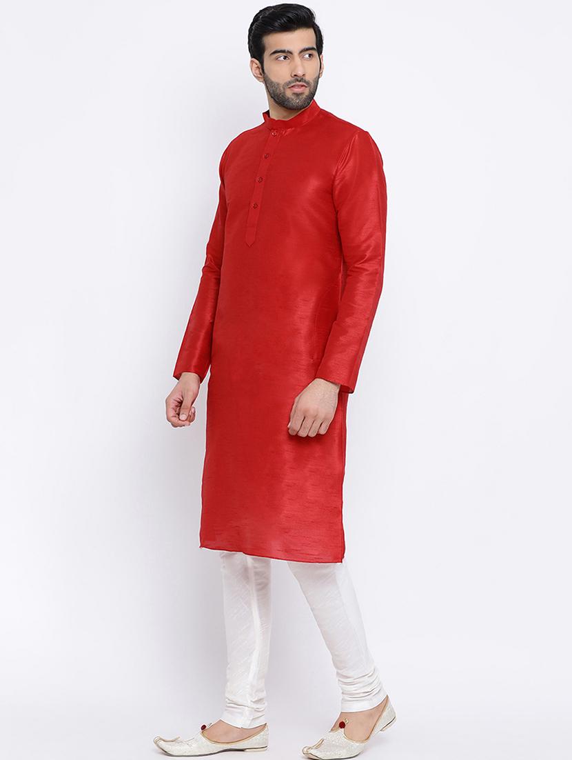 red dupion long kurta - 16562520 -  Standard Image - 1