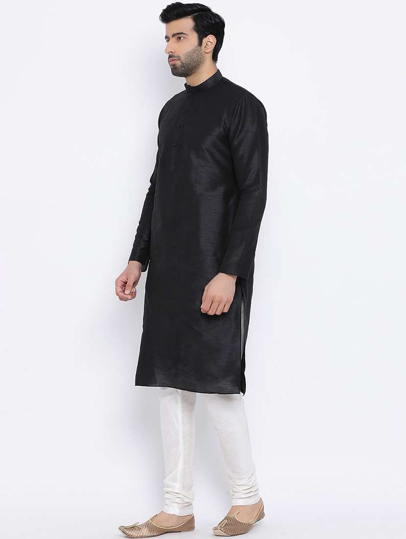 black solid long kurta - 16562524 -  Standard Image - 1