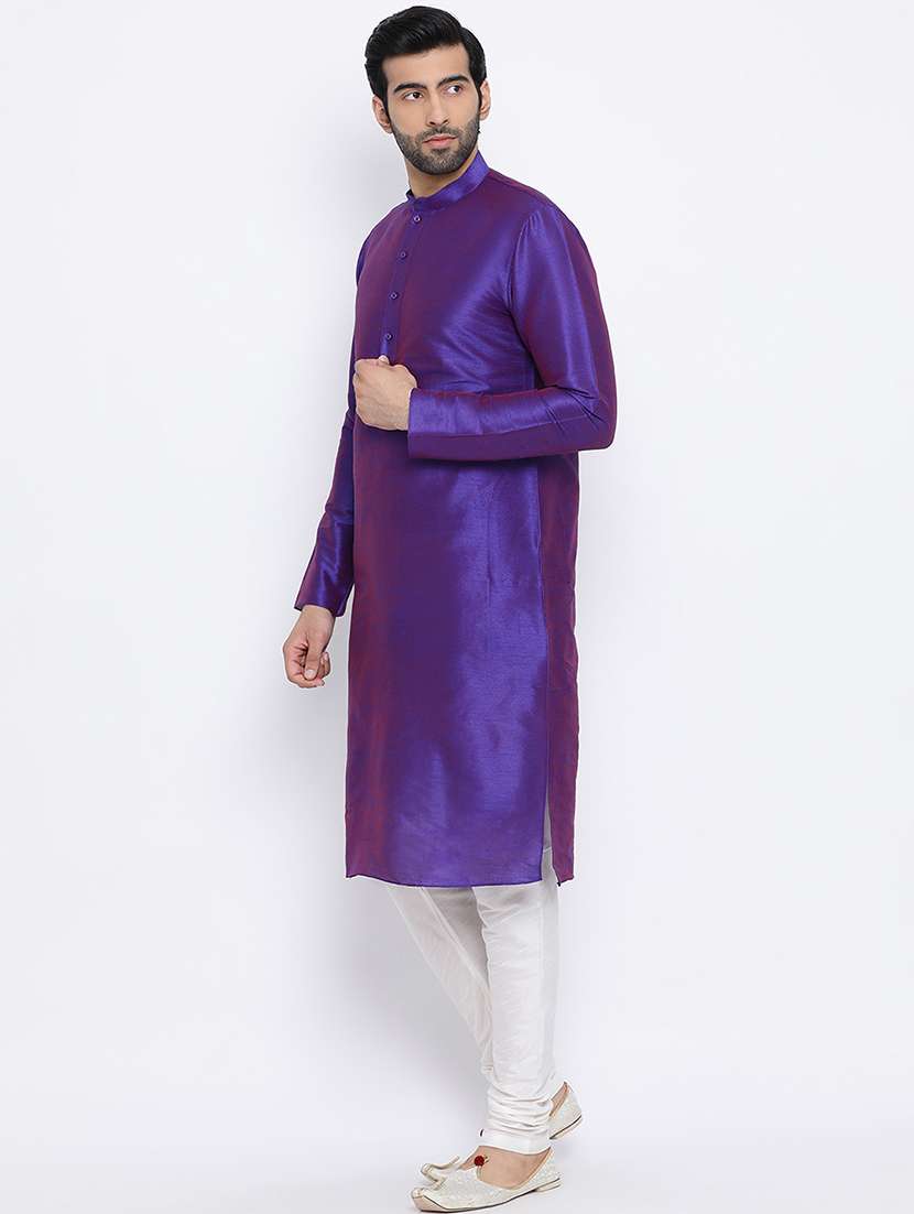purple solid long kurta - 16562525 -  Standard Image - 1