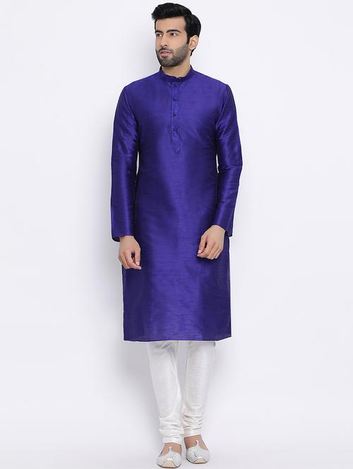 blue solid long kurta - 16562526 - Standard Image - 0
