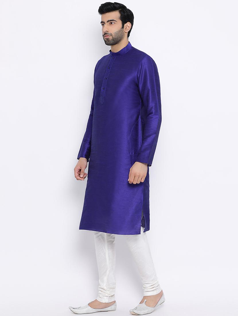 blue solid long kurta - 16562526 - Standard Image - 1