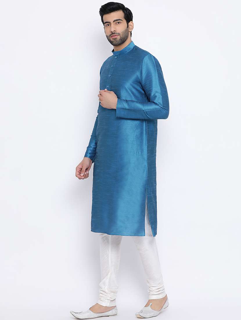 blue solid long kurta - 16562527 - Standard Image - 1