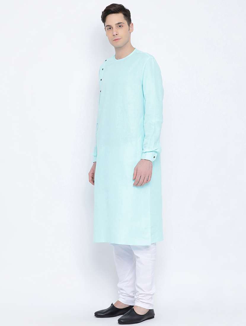blue solid long kurta - 16562532 - Standard Image - 1