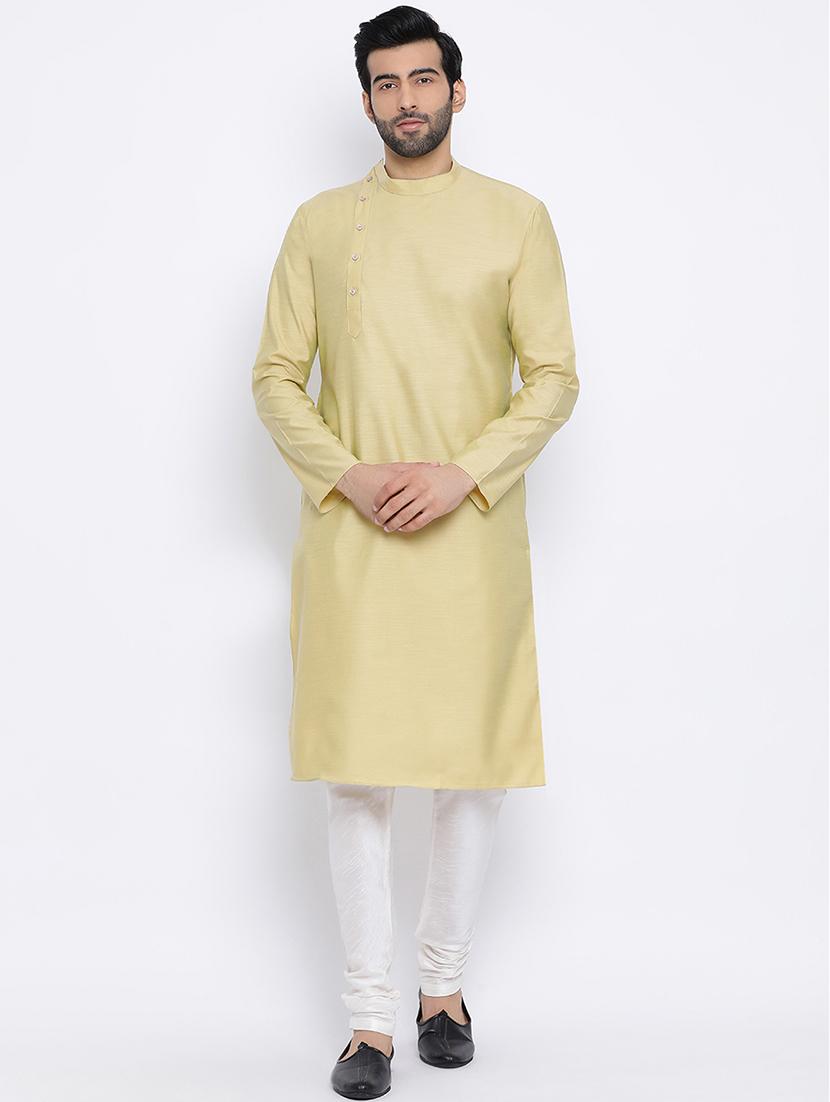 beige linen long kurta - 16562544 -  Zoom Image - 0