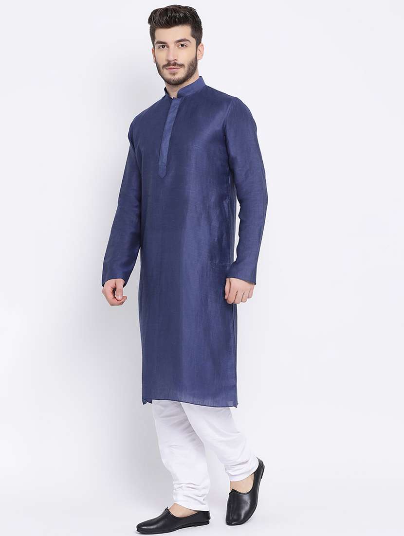 blue solid long kurta - 16562552 - Standard Image - 1