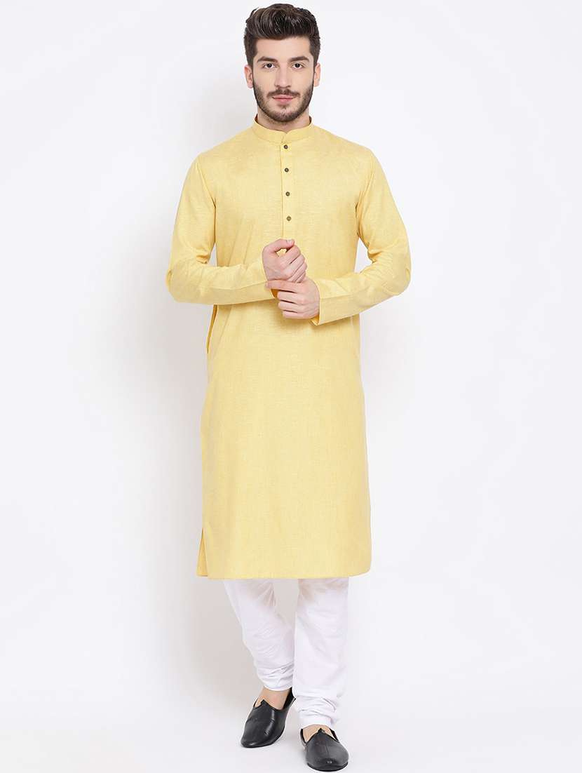 yellow solid long kurta