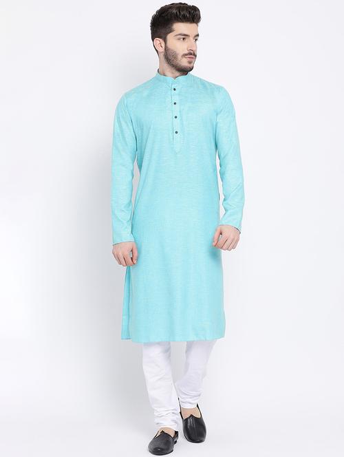 blue solid long kurta - 16562561 - Standard Image - 0