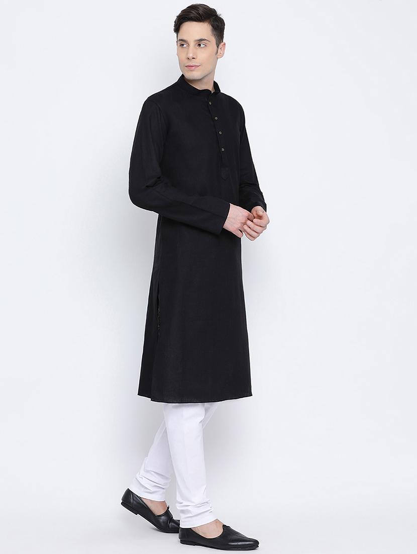 black solid long kurta - 16562579 -  Standard Image - 1