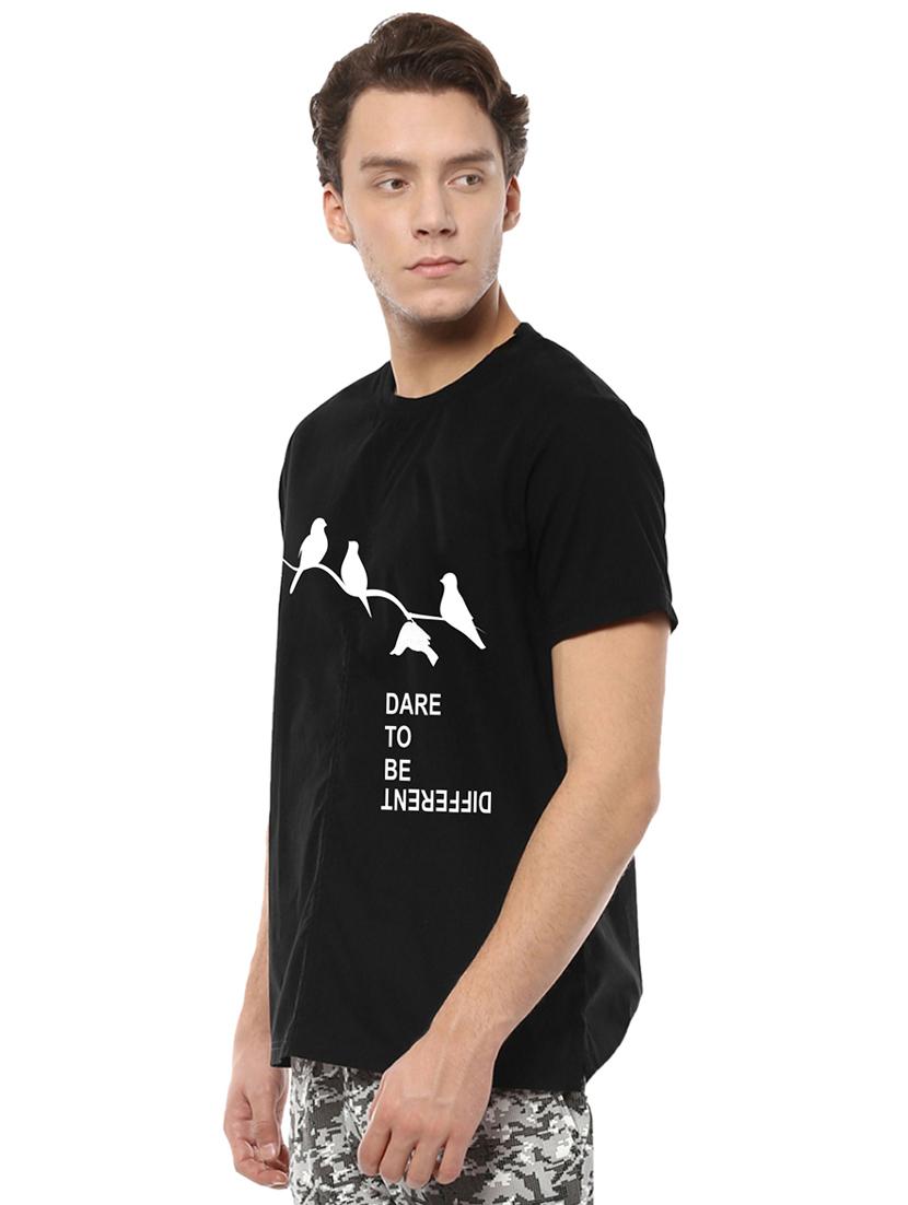 black chest print t-shirt - 16563309 - Standard Image - 1