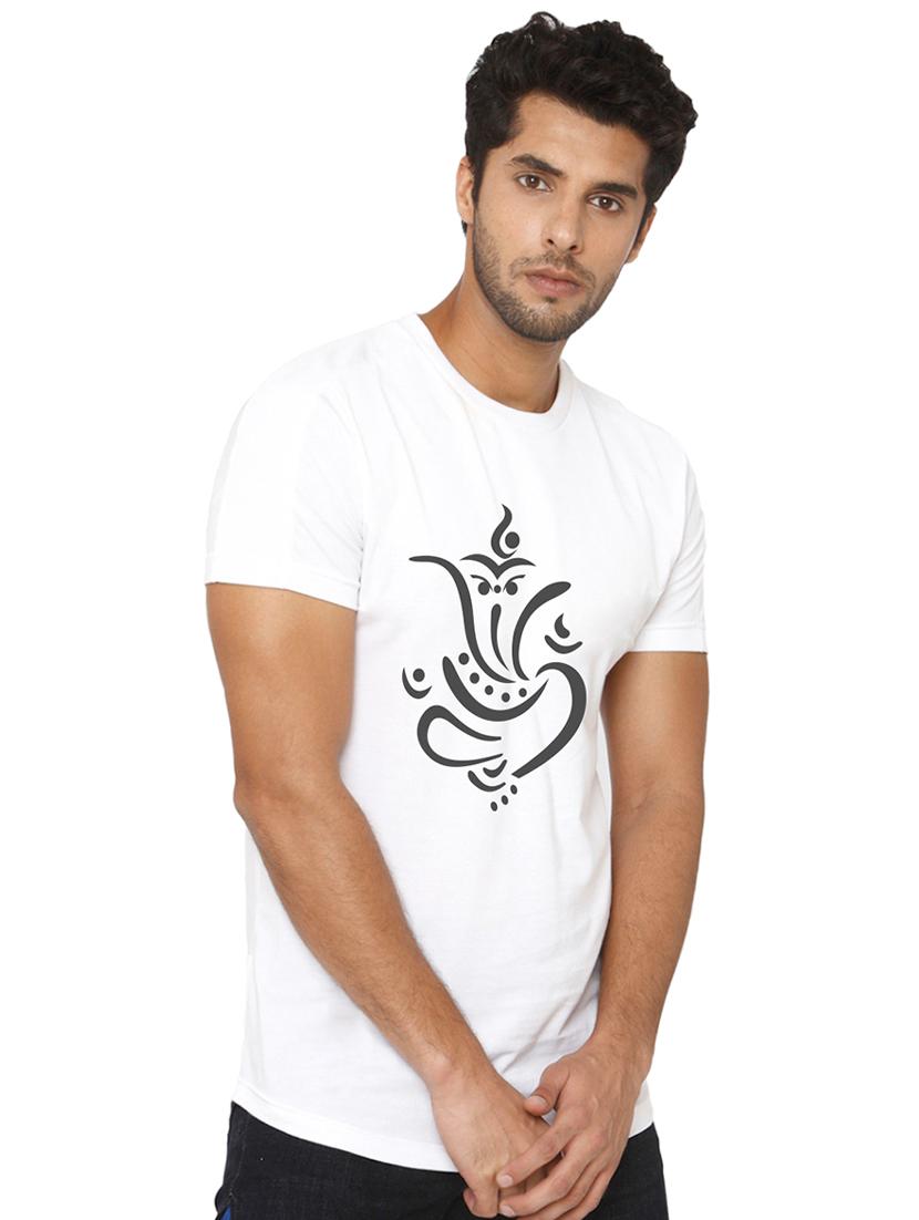 white chest print t-shirt - 16563324 - Standard Image - 1