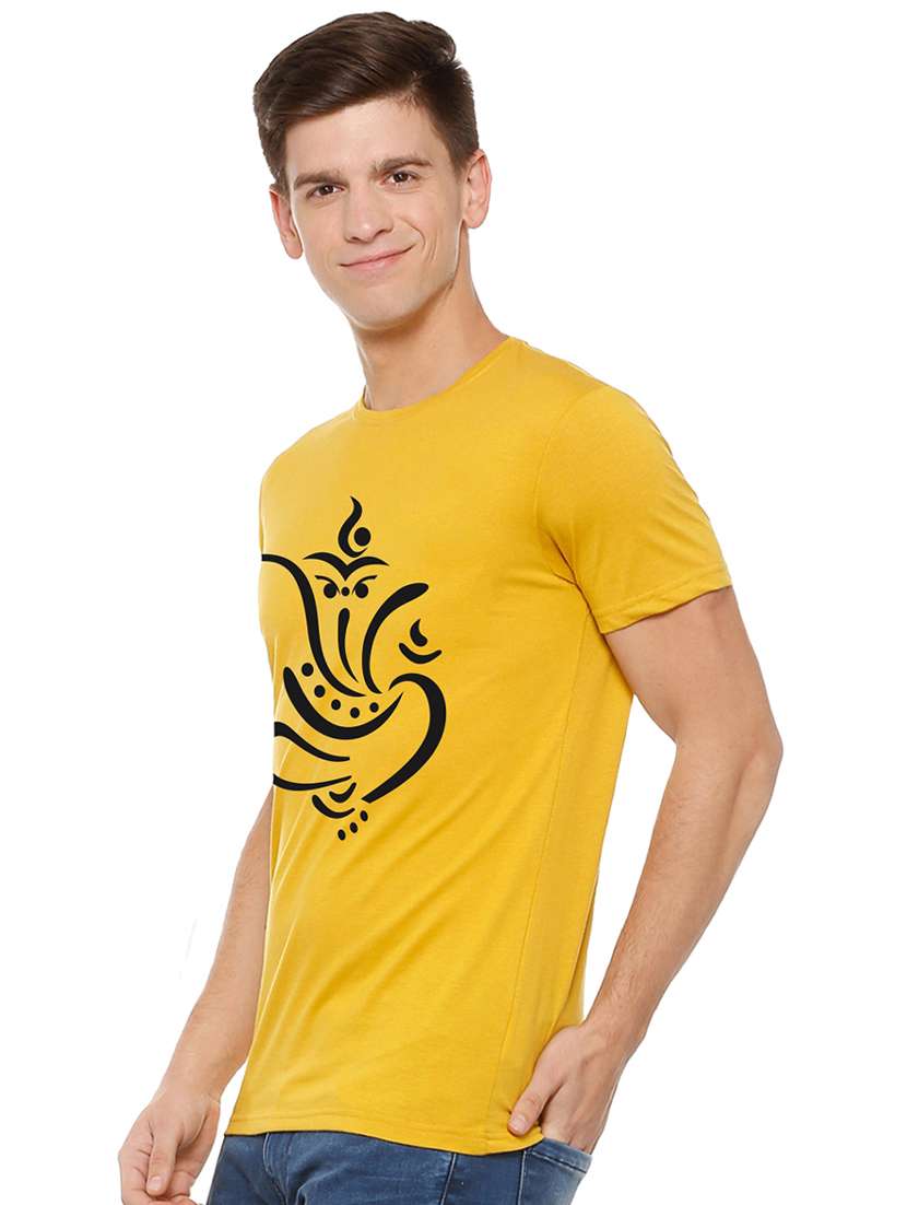 yellow chest print t-shirt - 16563325 - Standard Image - 1