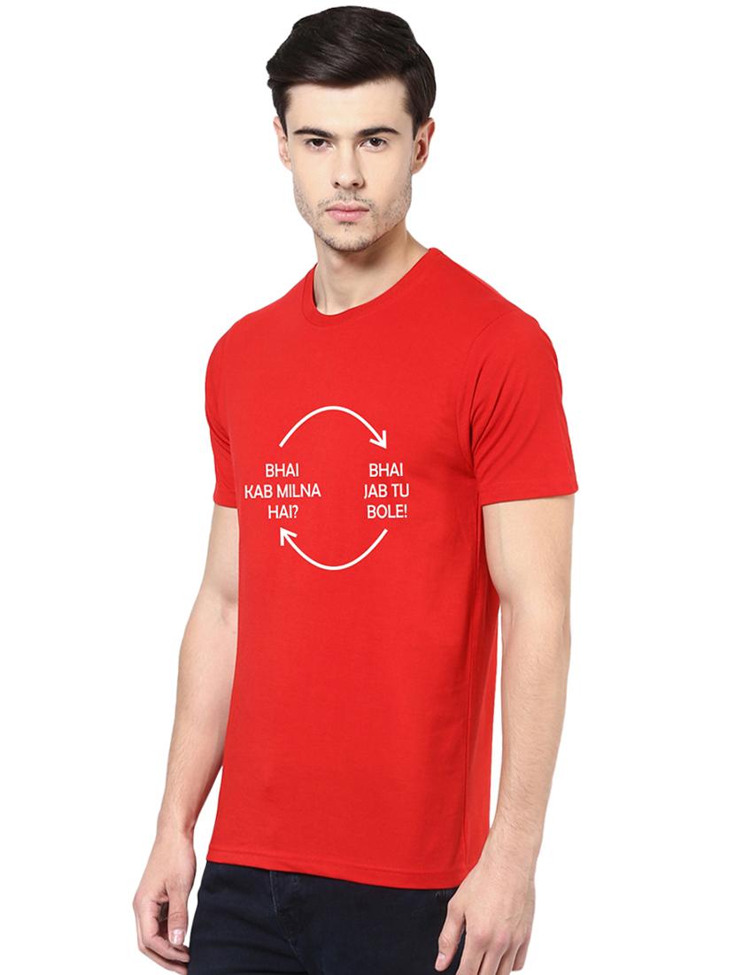 red typographic chest print t-shirt - 16563332 - Standard Image - 1