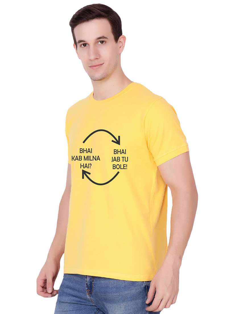 yellow typographic chest print t-shirt - 16563333 -  Standard Image - 1