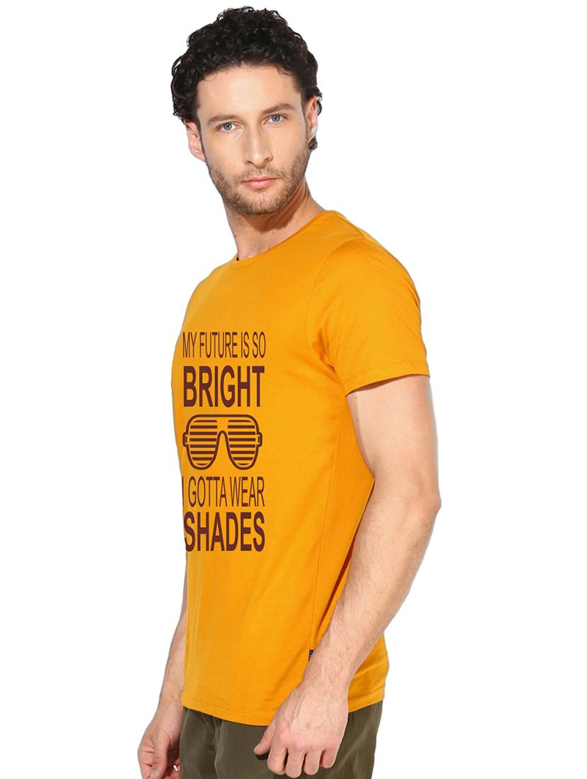 yellow typographic chest print t-shirt - 16563360 - Standard Image - 1