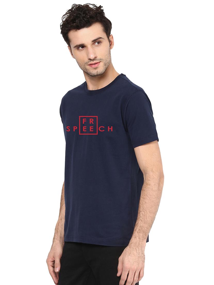 navy blue typographic chest print t-shirt - 16563371 -  Standard Image - 1