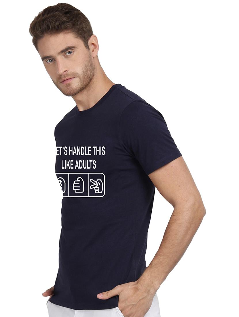 navy blue typographic chest print t-shirt - 16563375 - Standard Image - 1