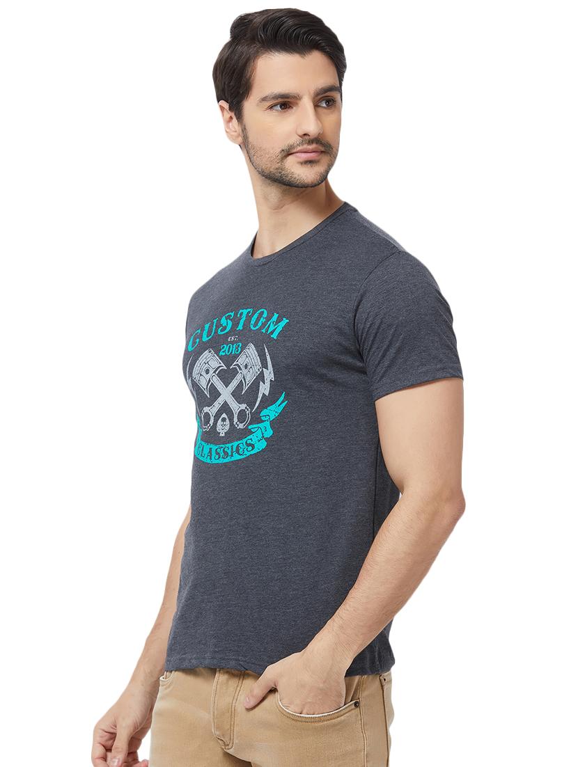 grey chest print t-shirt - 16563802 -  Standard Image - 1