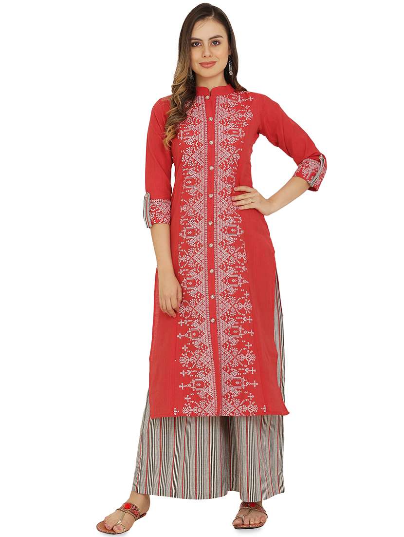 printed straight kurta palazzo set