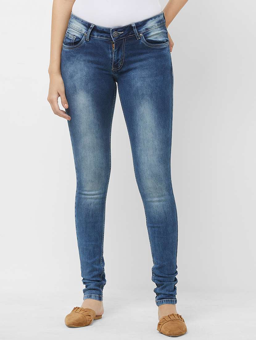 mid rise stone wash jeans