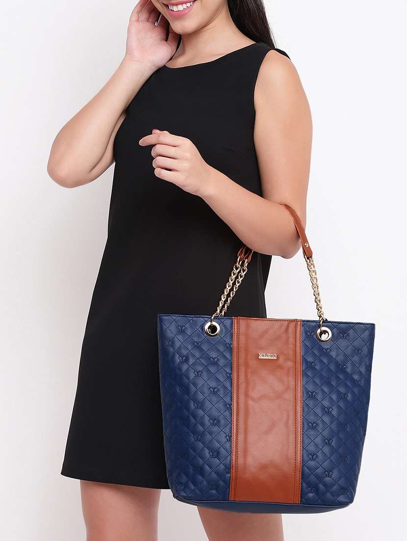 blue leatherette (pu) handbag - 16565611 -  Standard Image - 4