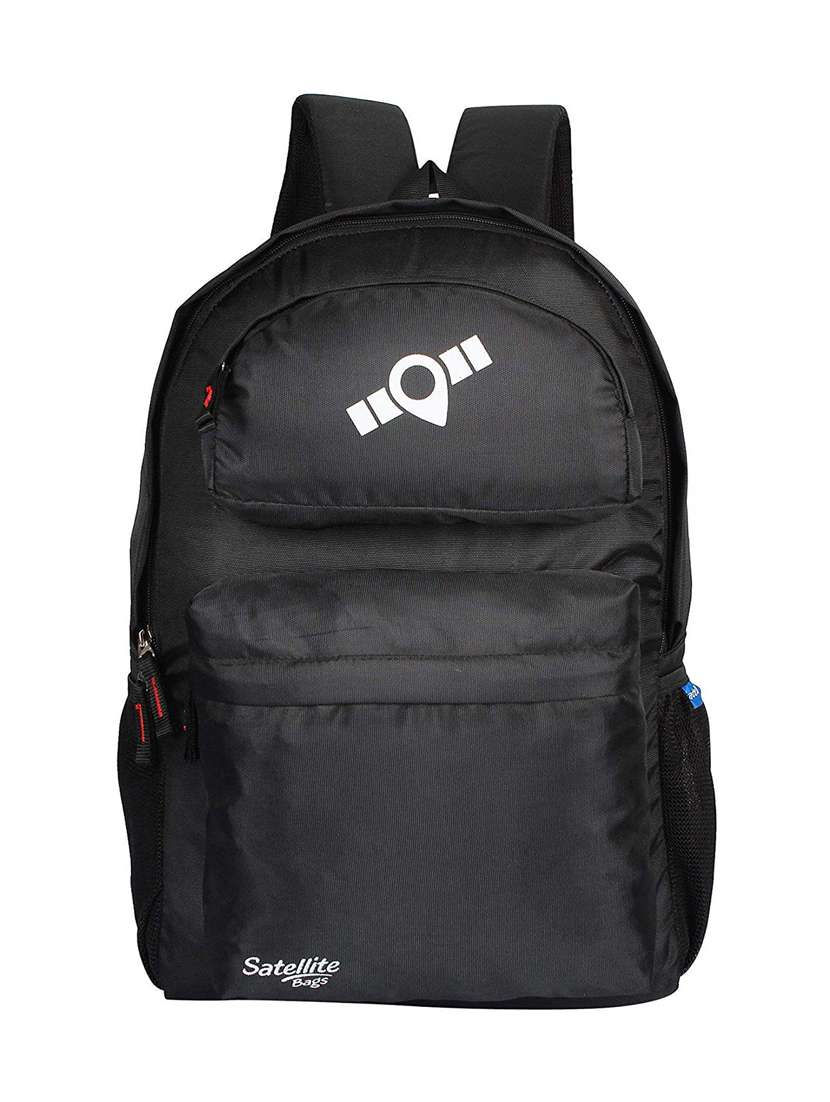 black faux silk backpack