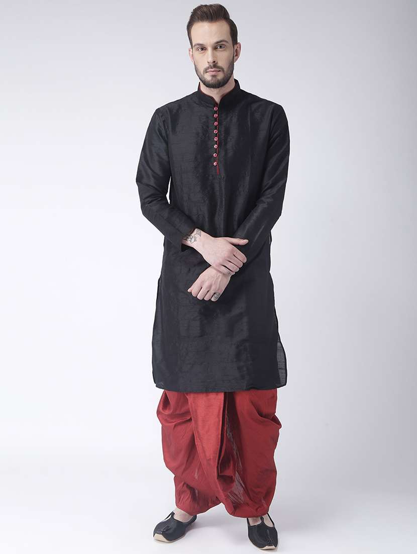 black pure silk dhoti kurta set