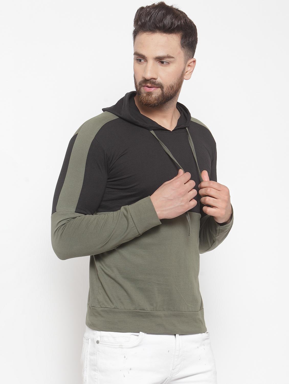 olive green color block sweatshirt - 16567851 - Standard Image - 1