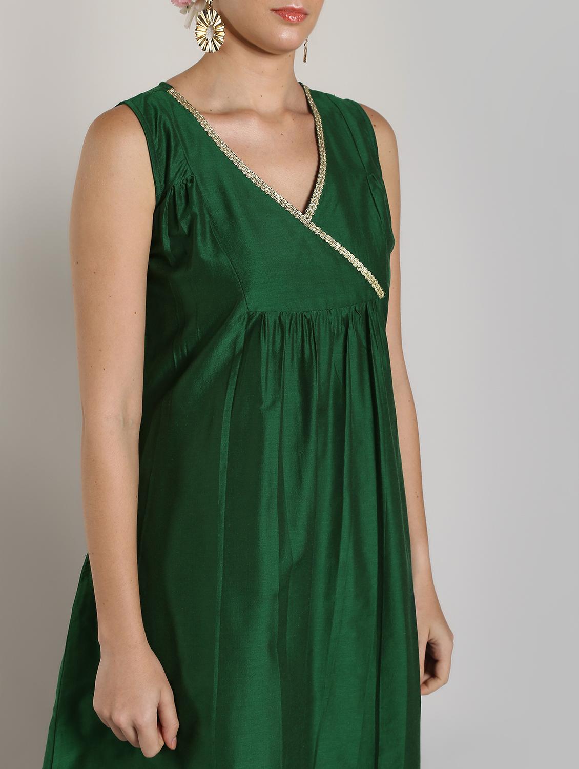 solid silk a-line kurta - 16568804 - Standard Image - 4