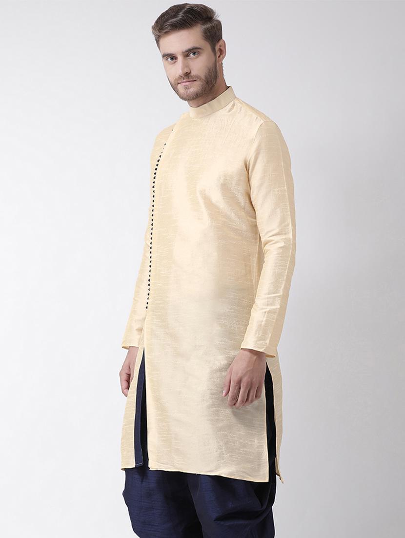 beige dupion solid long kurta - 16569496 - Standard Image - 1