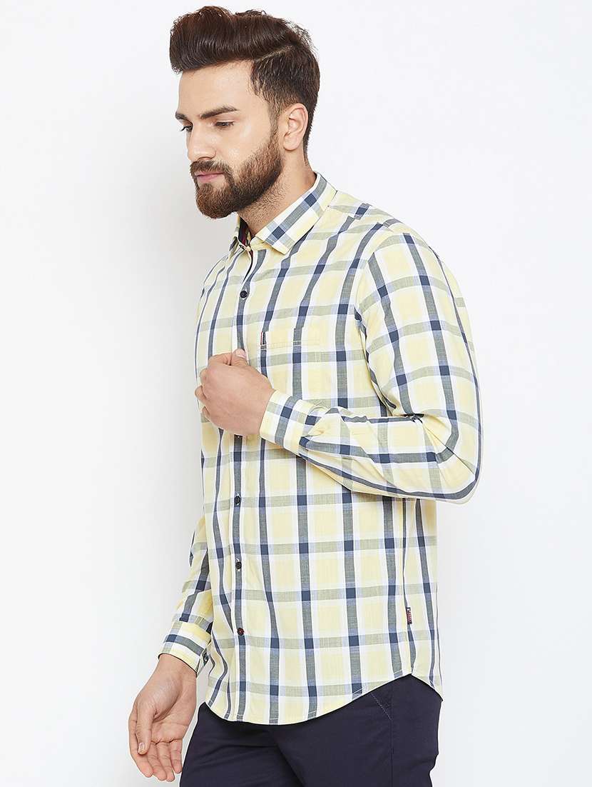 yellow checkered casual shirt - 16570655 -  Standard Image - 1