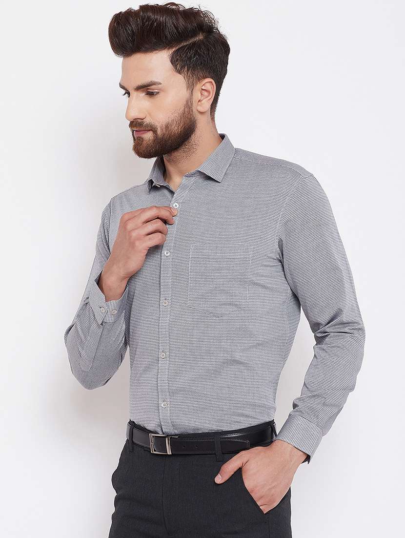 grey self design formal shirt - 16570675 -  Standard Image - 1