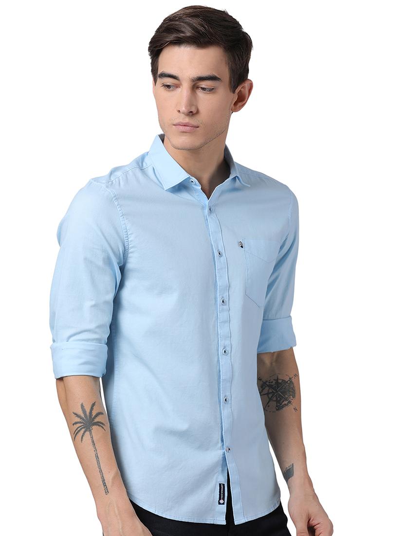 light blue solid casual shirt - 16571313 - Standard Image - 1