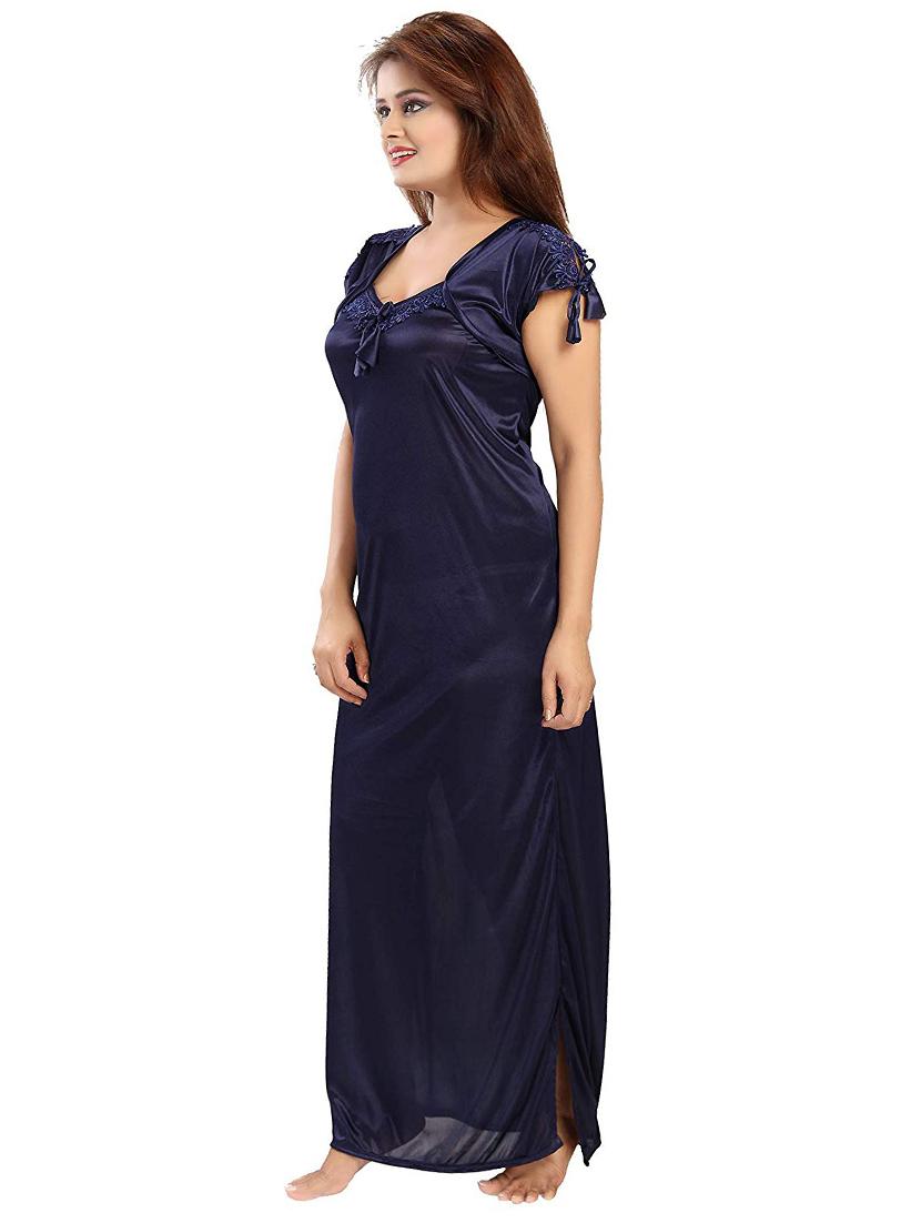 square neck solid nighty - 16571601 - Standard Image - 1