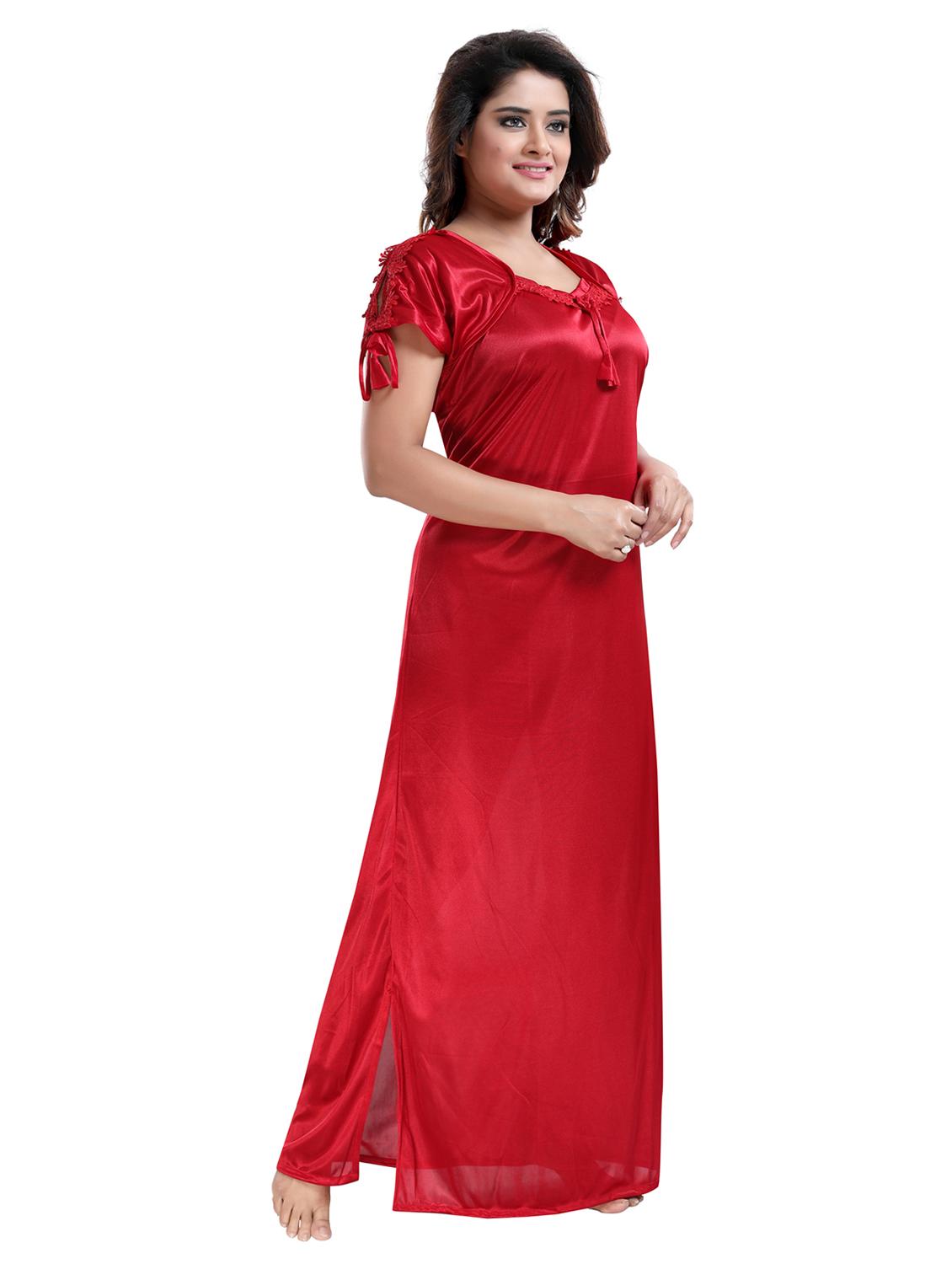 square neck solid nighty - 16571603 - Standard Image - 1