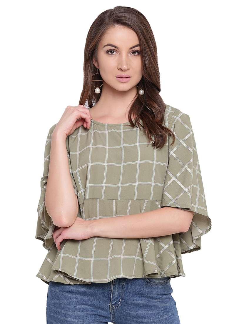 women's tiered round neck top