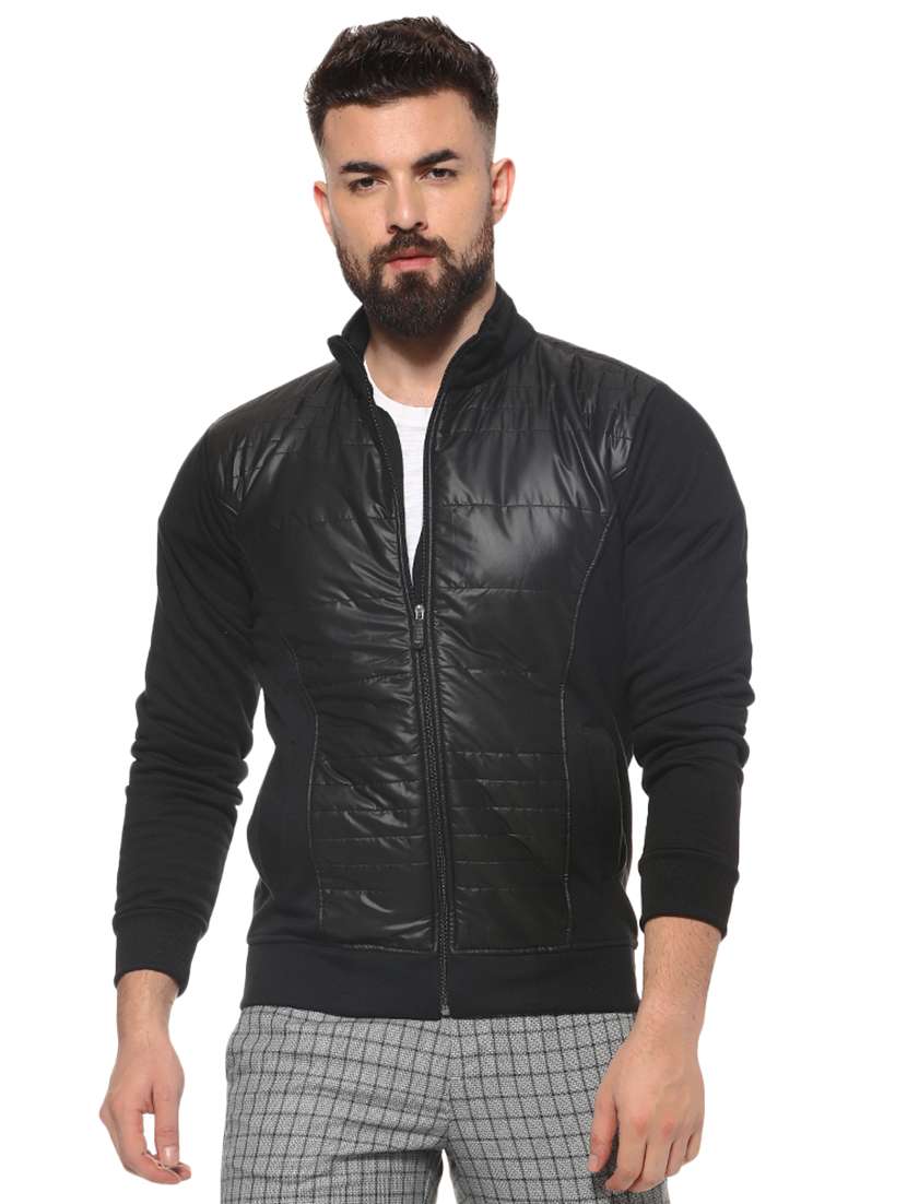 black solid quilted jacket
