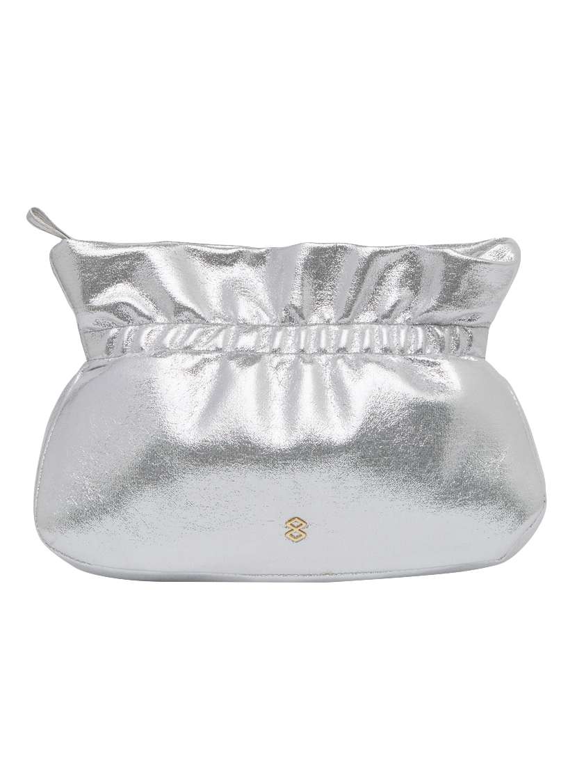 silver leatherette (pu) regular pouch