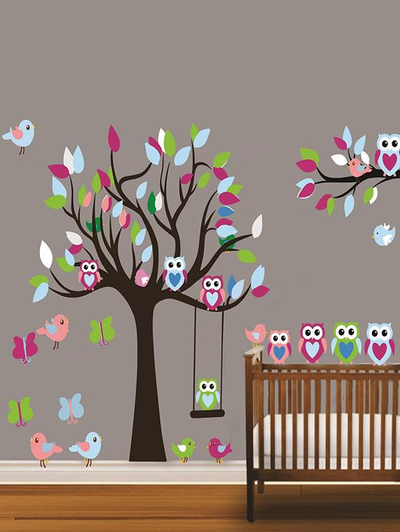tree owl wall sticker for living room - 16576324 - Zoom Image - 0