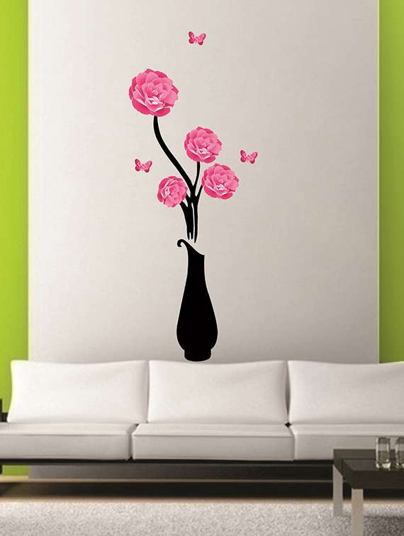  flower pot wall sticker for living room  - 16576331 -  Standard Image - 1