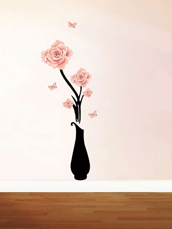  flower pot wall sticker for living room  - 16576334 -  Standard Image - 1
